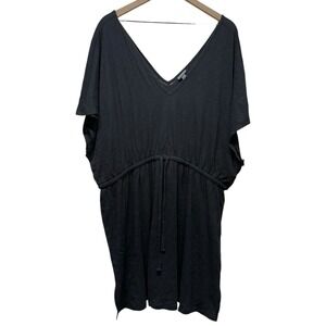 Torrid Size 2X Black Short Sleeve V-Neck Cotton‎ Dress Beach Cover Up